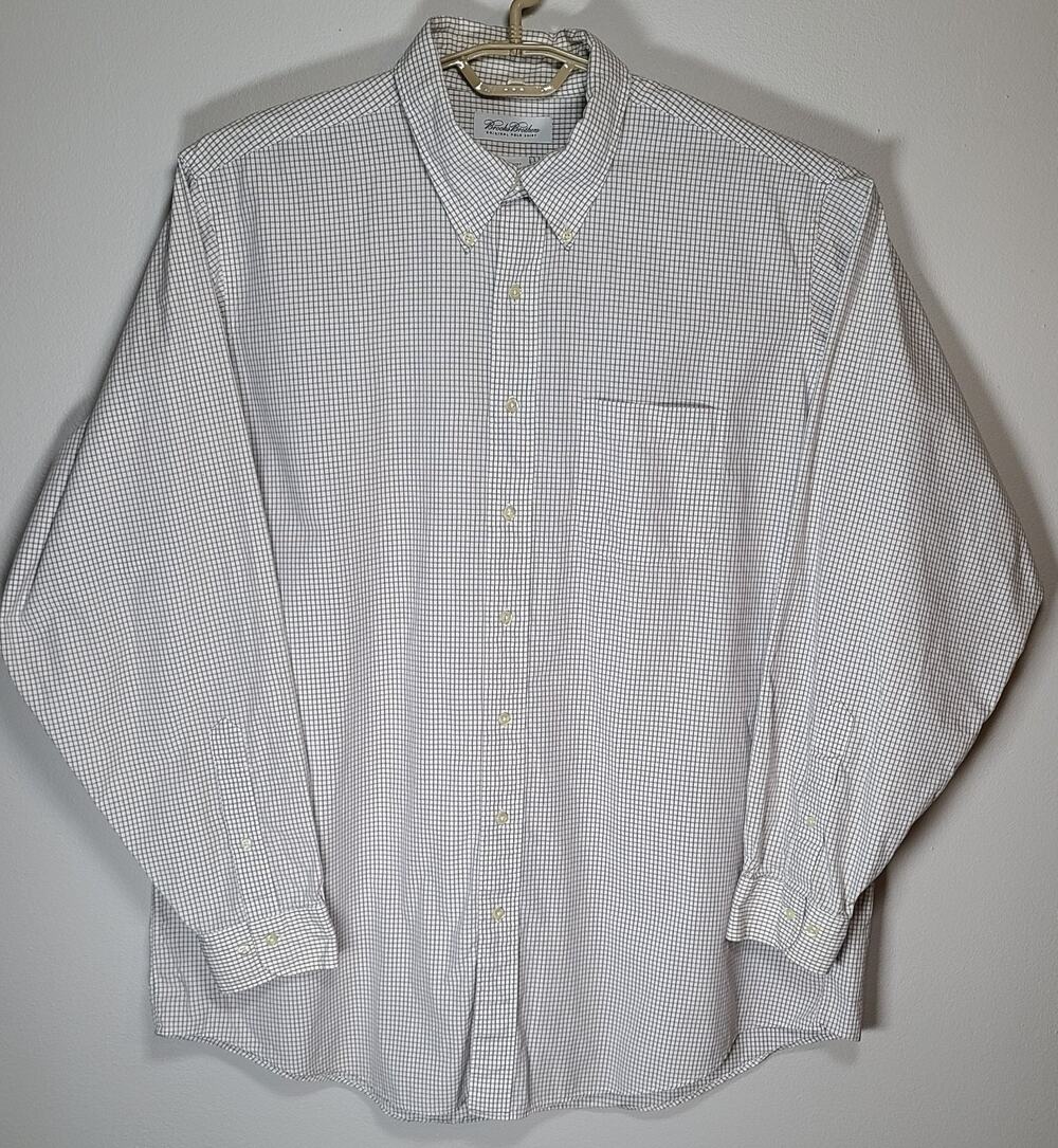 Brooks Brothers Dress Shirt 18 36/37 Light Gray Graph Cotton Original